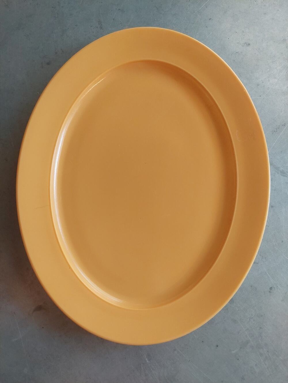 Hazel Atlas Moderntone Platonite Bright Butterscotch Oval Serving Platter 12"
